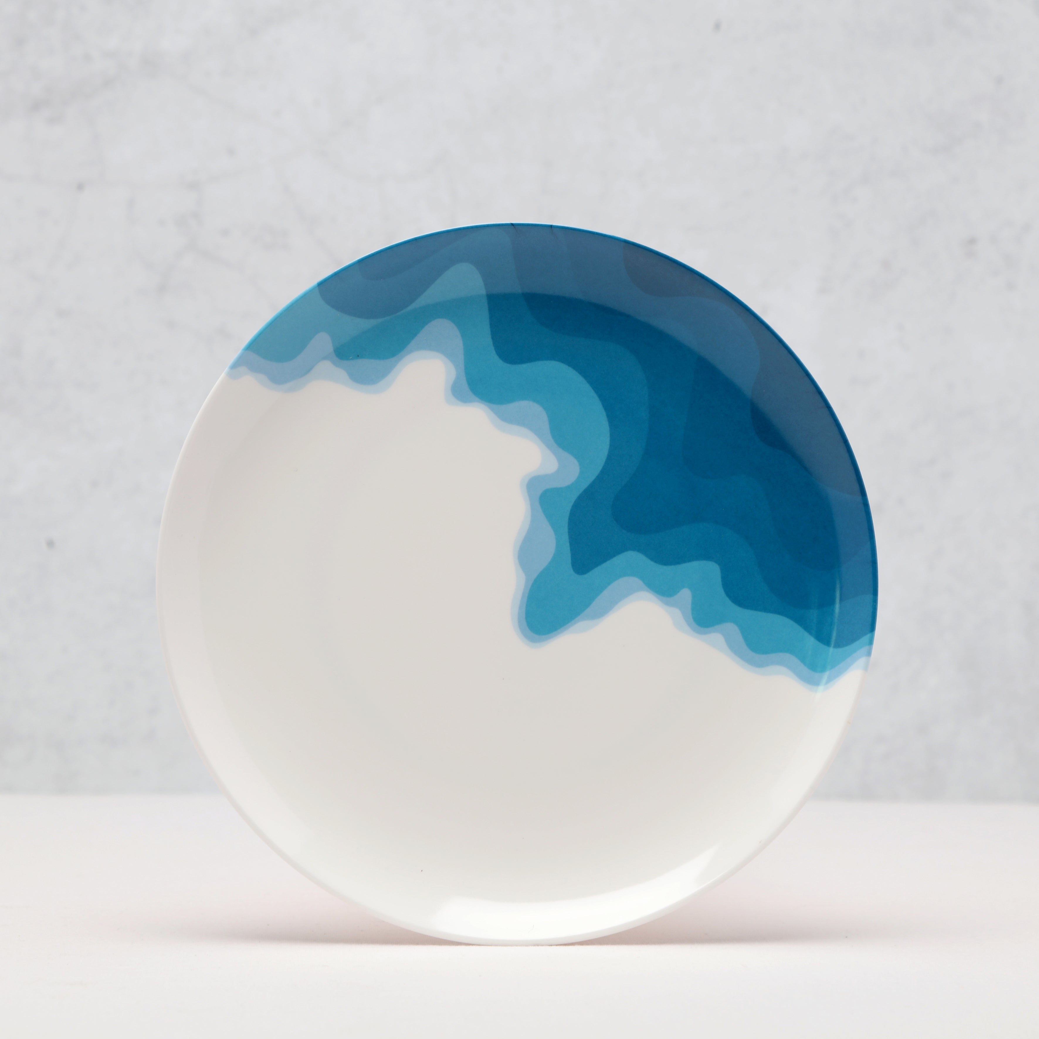 Side View of a Rick Stein Melamine Side plate. Cadgwith Bay design